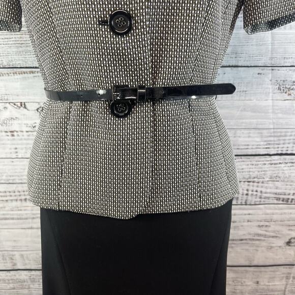 Evan Picone 2pc Blazer Skirt Suit size 6 Black Brown Tweed Career Lawyer - Picture 7 of 16